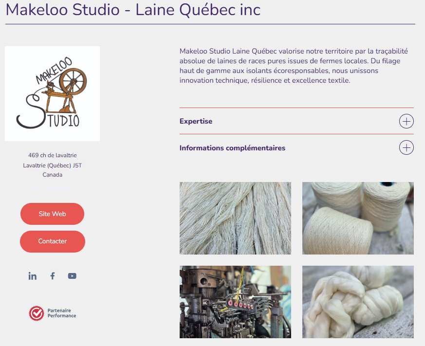 Fiche fournisseur de Makeloo Studio sur TechniTextile Québec